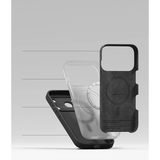 Чохол Ringke Silicone Magnetic для iPhone 18 Pro Max Black with MagSafe (8800380462021)