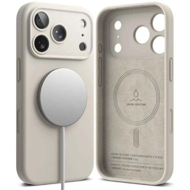 Чохол Ringke Silicone Magnetic для iPhone 18 Pro Max Stone with MagSafe (8800380462083)