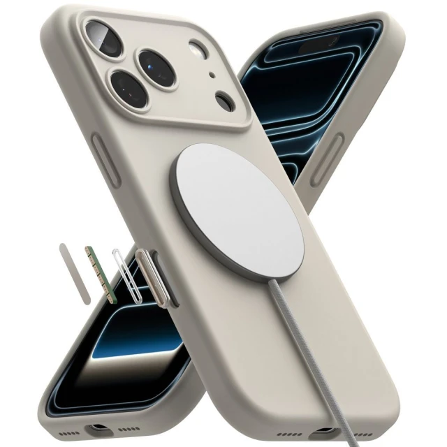 Чохол Ringke Silicone Magnetic для iPhone 18 Pro Max Stone with MagSafe (8800380462083)