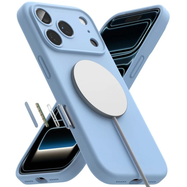Чохол Ringke Silicone Magnetic для iPhone 18 Pro Max Light Blue with MagSafe (8800380462113)
