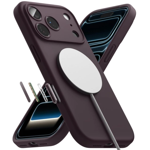 Чохол Ringke Silicone Magnetic для iPhone 18 Pro Max Dark Cherry with MagSafe (8800380462144)