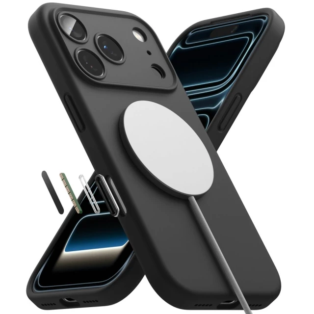 Чохол Ringke Silicone Magnetic для iPhone 18 Pro Black with MagSafe (8800380463059)