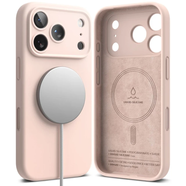 Чохол Ringke Silicone Magnetic для iPhone 18 Pro Pink Sand with MagSafe (8800380463080)