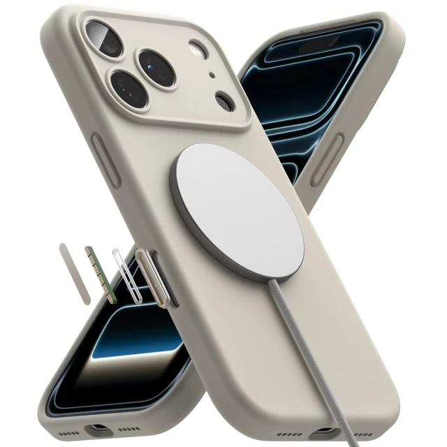 Чохол Ringke Silicone Magnetic для iPhone 18 Pro Stone with MagSafe (8800380463110)