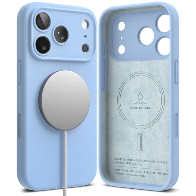 Чохол Ringke Silicone Magnetic для iPhone 18 Pro Light Blue with MagSafe (8800380463141)