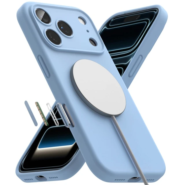 Чохол Ringke Silicone Magnetic для iPhone 18 Pro Light Blue with MagSafe (8800380463141)