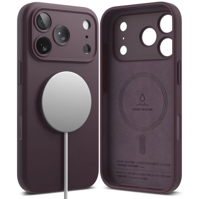 Чохол Ringke Silicone Magnetic для iPhone 18 Pro Dark Cherry with MagSafe (8800380463172)