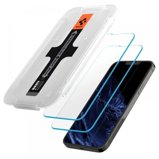 Защитное стекло Spigen для iPhone 13 | 13 Pro GLAS.tR EZ Fit (2 pack) Transparent (AGL03385)
