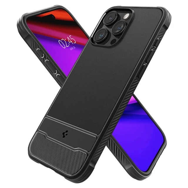 Чохол Spigen Rugged Armor для iPhone 15 Pro Matte Black with MagSafe (ACS06703)