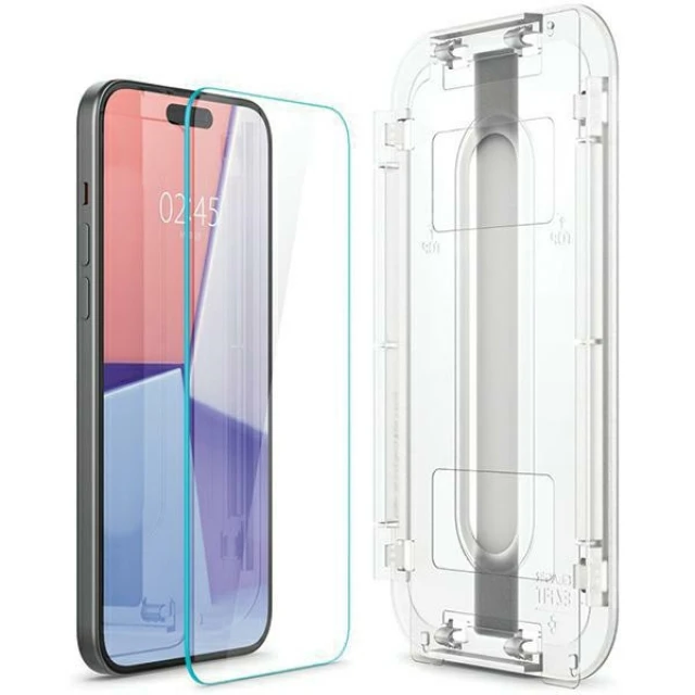 Захисне скло Spigen Glas.tR EZ Fit для iPhone 15 Pro Clear (2 Pack) (AGL06892)