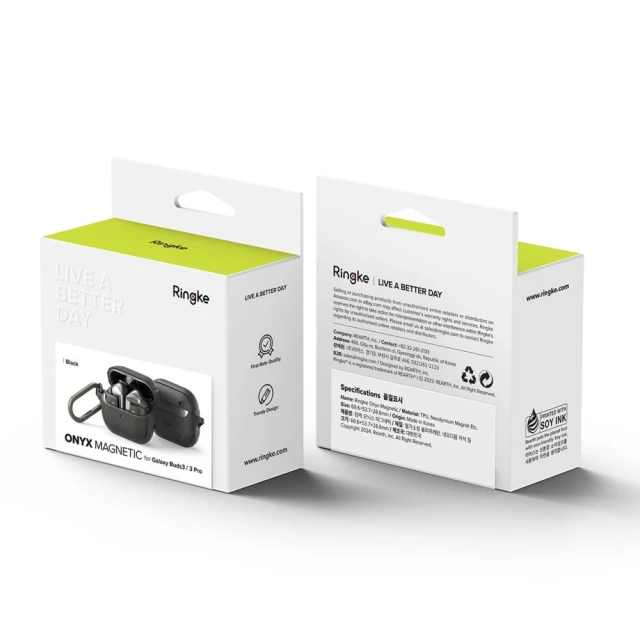 Чохол для навушників Ringke Onyx Magnetic для Samsung Galaxy Buds 3 | 3 Pro Black with MagSafe (8809961787928)