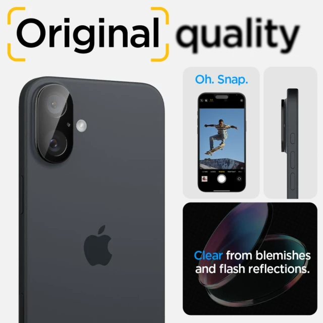 Защитное стекло Spigen для камеры iPhone 16 | 16 Plus Optik Glas. TR (2 pack) Black (AGL07922)