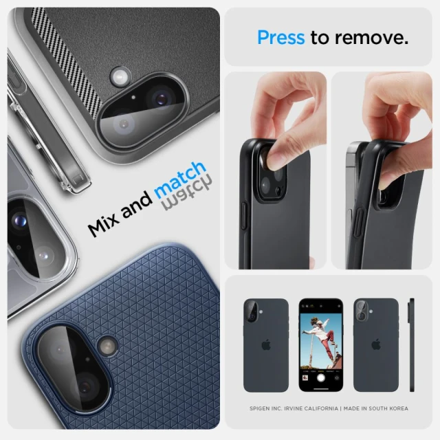Защитное стекло Spigen для камеры iPhone 16 | 16 Plus Optik Glas. TR (2 pack) Black (AGL07922)