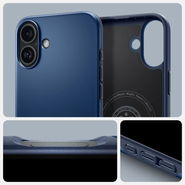 Чехол Spigen Thin Fit для iPhone 16 Navy Blue with MagSafe (ACS08187)