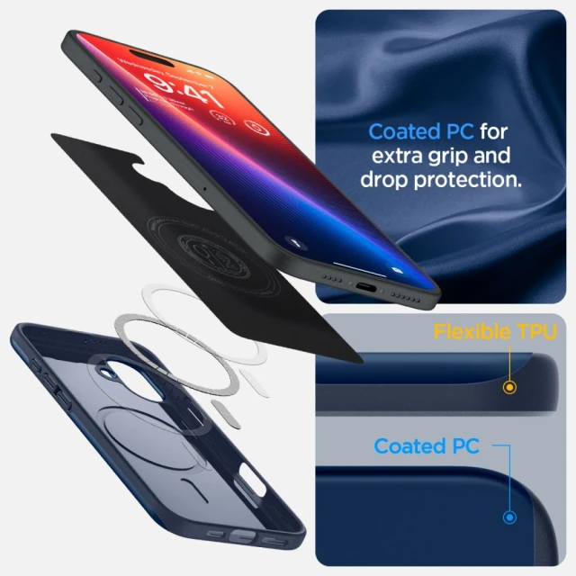 Чехол Spigen Thin Fit для iPhone 16 Navy Blue with MagSafe (ACS08187)