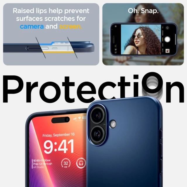 Чехол Spigen Thin Fit для iPhone 16 Navy Blue with MagSafe (ACS08187)
