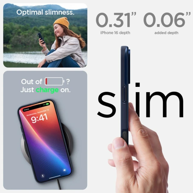 Чехол Spigen Thin Fit для iPhone 16 Navy Blue with MagSafe (ACS08187)
