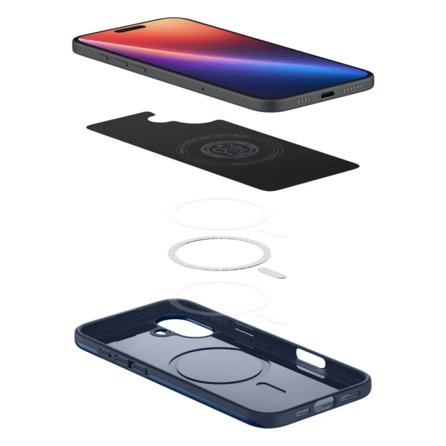 Чехол Spigen Thin Fit для iPhone 16 Navy Blue with MagSafe (ACS08187)
