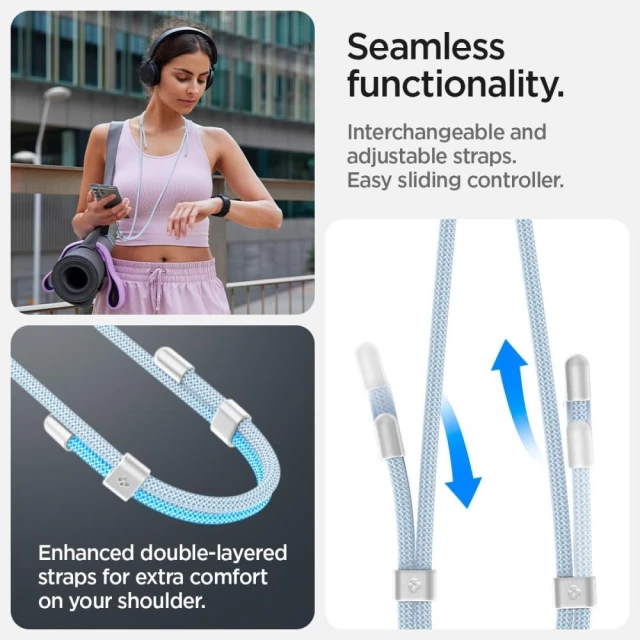 Набір ремінців Spigen Universal Strap Set Crossbody & Wrist Mute Blue (AFA08364)