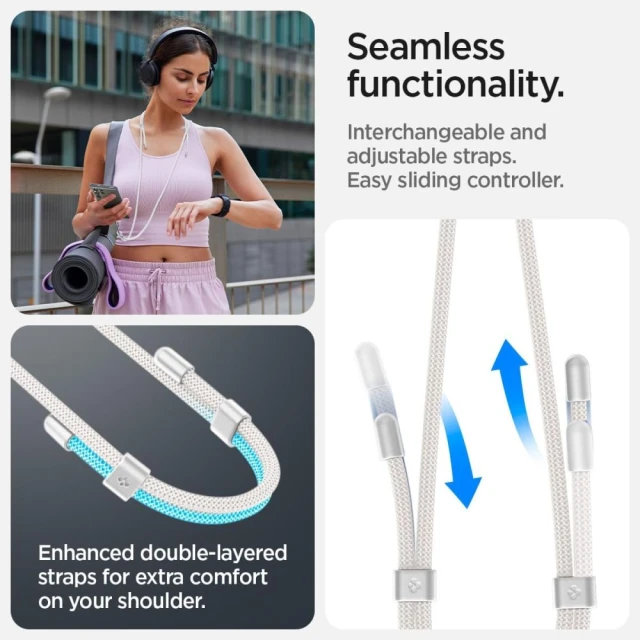 Набір ремінців Spigen Universal Strap Set Crossbody & Wrist Pearl White (AFA08365)