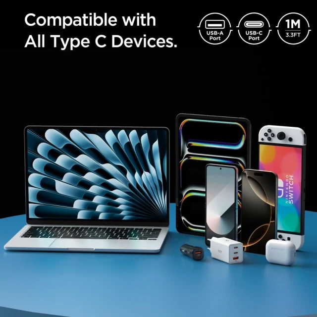 Кабель Spigen Essential USB-C to USB-C 60W 1m White (ACA08715)