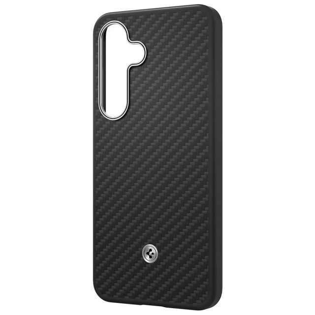 Чохол Samsung Enzo Aramid для Samsung Galaxy S25 (S931) Black Silver with Magnetic Ring (GP-FPS931PGABW)
