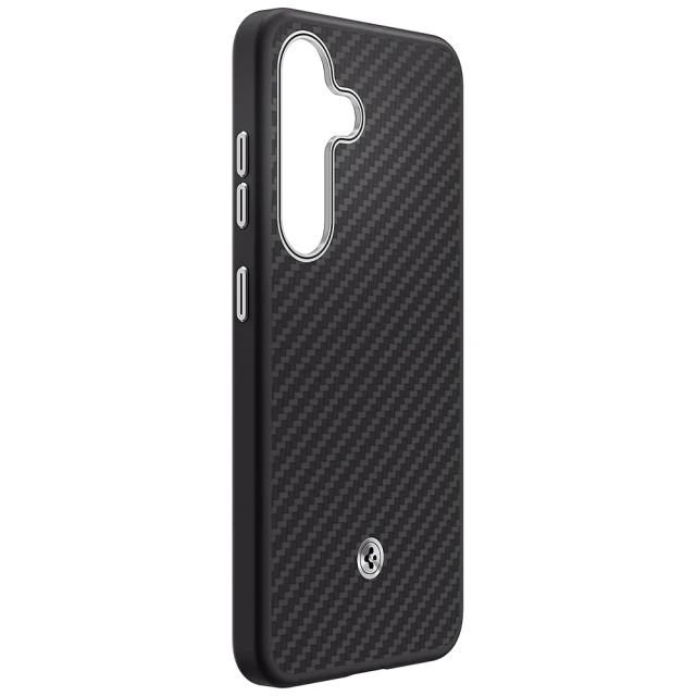 Чохол Samsung Enzo Aramid для Samsung Galaxy S25 (S931) Black Silver with Magnetic Ring (GP-FPS931PGABW)