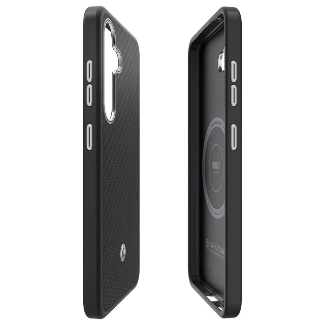 Чохол Samsung Enzo Aramid для Samsung Galaxy S25 (S931) Black Silver with Magnetic Ring (GP-FPS931PGABW)