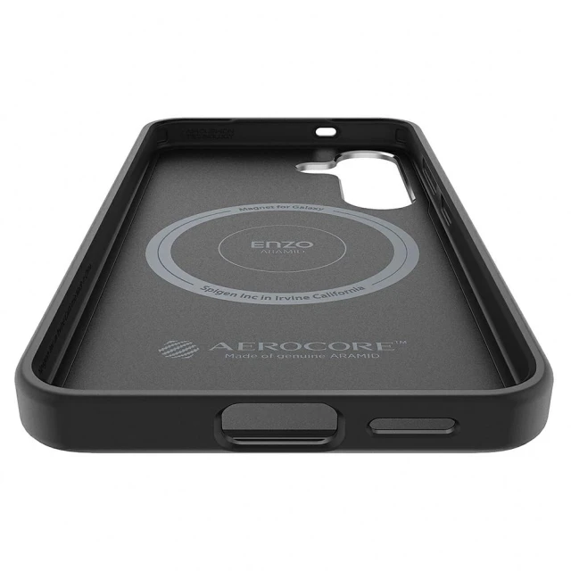 Чохол Samsung Enzo Aramid для Samsung Galaxy S25 (S931) Black Silver with Magnetic Ring (GP-FPS931PGABW)