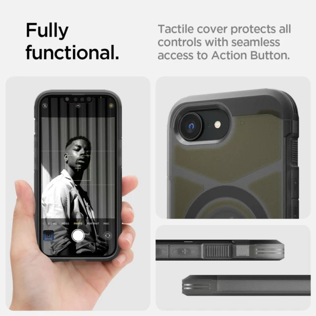 Чехол Spigen Tough Armor AI для iPhone 16e Frost Black with MagSafe (ACS09138)