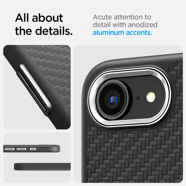 Чохол Spigen Enzo Aramid для iPhone 16e Matte Black with MagSafe (ACS09153)