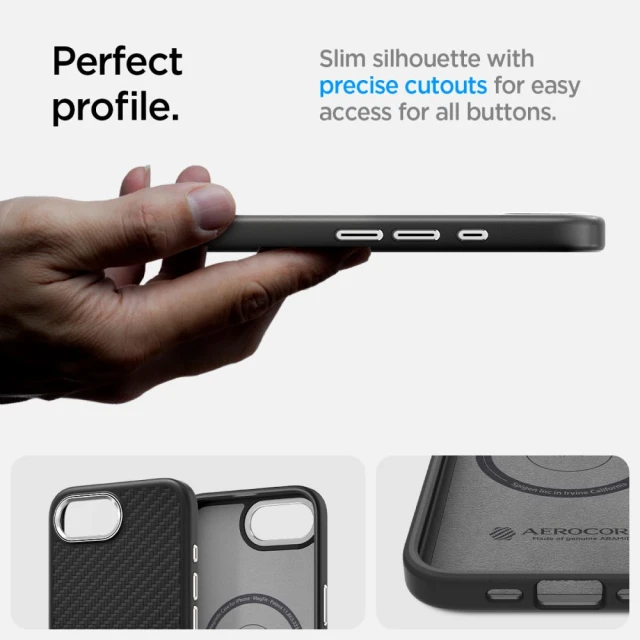 Чохол Spigen Enzo Aramid для iPhone 16e Matte Black with MagSafe (ACS09153)