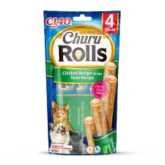 Ласощі для котів INABA Churu Rolls з тунцем і куркою 4 шт x 10 г (8859387700766)
