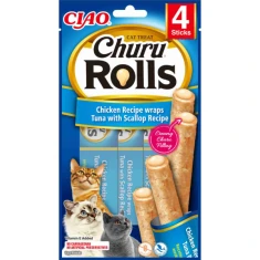 Ласощі для котів INABA Churu Rolls з тунцем та гребінцями 4 шт x 10 г (8859387700773)