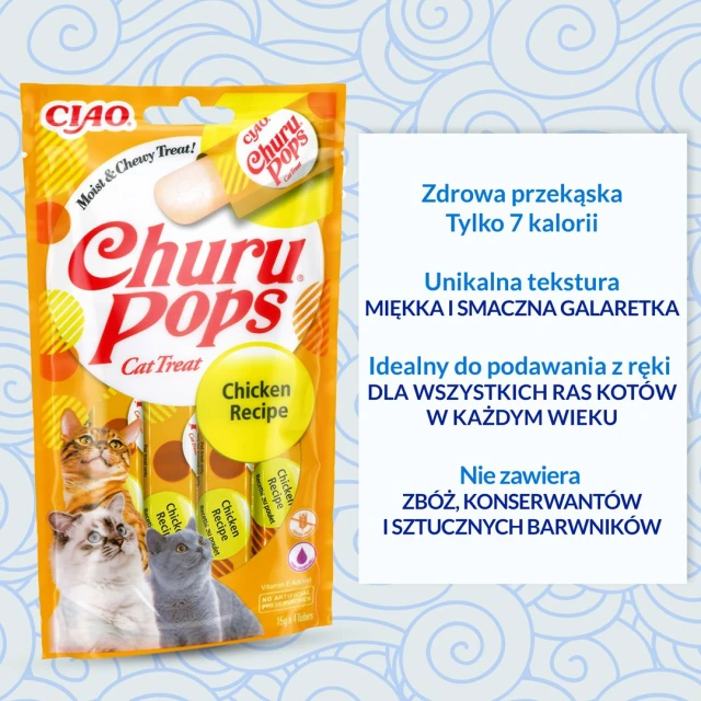 Лакомство для кошек INABA Churu Pops с курицей 4 шт x 15 г (8859387701008)