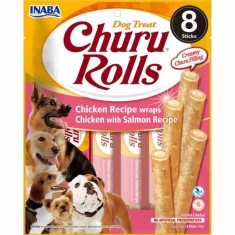 Ласощі для собак INABA Churu Rolls з куркою та лососем 8 шт x 12 г (8859387701374)