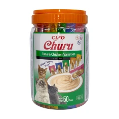 Ласощі для котів INABA Churu Varieties з тунцем та куркою 50 шт x 14 г (8859387701596)