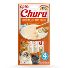 Ласощі для котів INABA Churu з куркою та яловичиною 4 шт x 14 г (8859387701787)