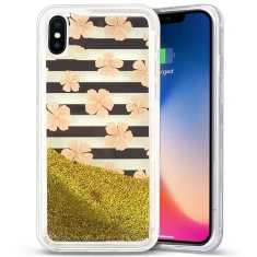 Чохол Zizo Liquid Glitter Star для iPhone X Pink Flowers (GLST-IPHX-PKFL)