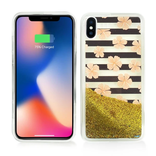 Чохол Zizo Liquid Glitter Star для iPhone X Pink Flowers (GLST-IPHX-PKFL)