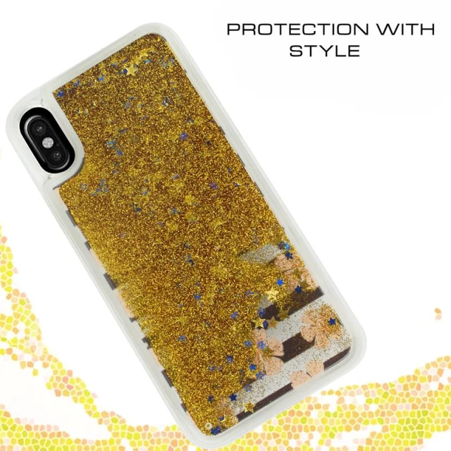 Чохол Zizo Liquid Glitter Star для iPhone X Pink Flowers (GLST-IPHX-PKFL)