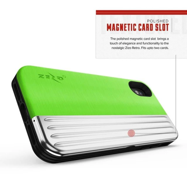 Чохол Zizo Retro Series для iPhone X/Xs Neon Green/Silver зі скла 9H (RET-IPH8-NGRSL)