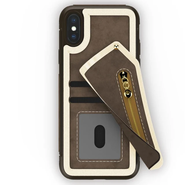 Чохол Zizo Nebula Wallet для iPhone X Dark Brown/Brown зі скла 9H (NEB-IPH8-DBBR)