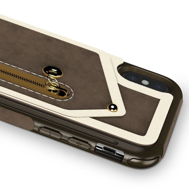 Чохол Zizo Nebula Wallet для iPhone X Dark Brown/Brown зі скла 9H (NEB-IPH8-DBBR)
