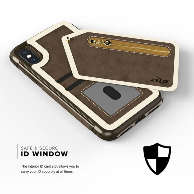 Чохол Zizo Nebula Wallet для iPhone X Dark Brown/Brown зі скла 9H (NEB-IPH8-DBBR)