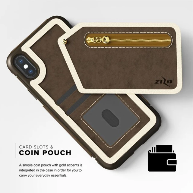 Чохол Zizo Nebula Wallet для iPhone X Dark Brown/Brown зі скла 9H (NEB-IPH8-DBBR)
