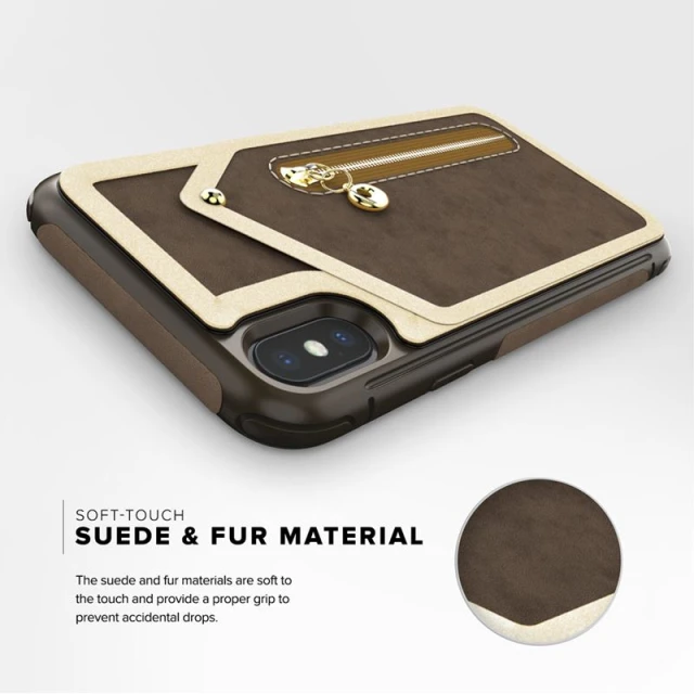 Чохол Zizo Nebula Wallet для iPhone X Dark Brown/Brown зі скла 9H (NEB-IPH8-DBBR)