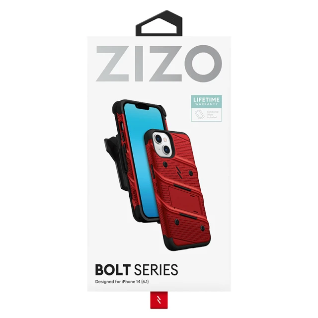 Чохол Zizo Bolt Series для iPhone 14 Red (BOLT-IPH14-RDBK)