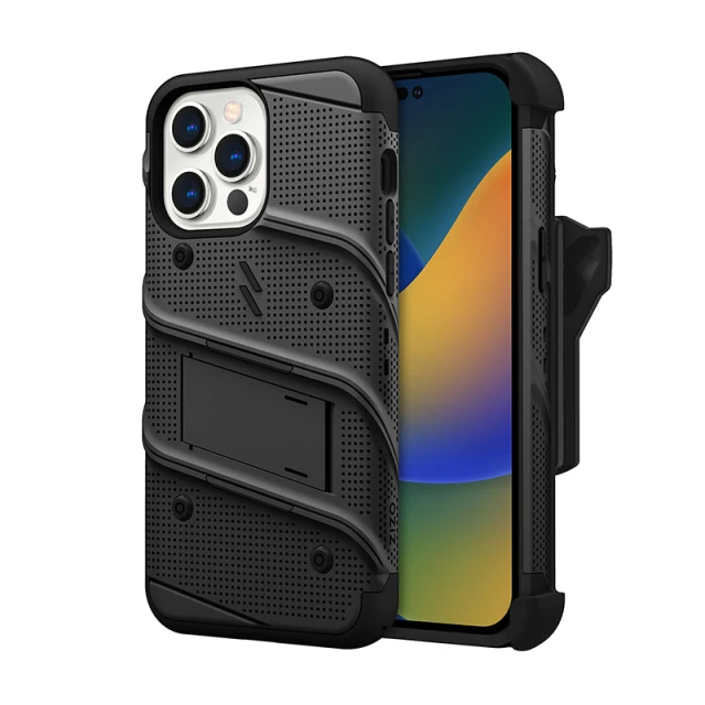 Чехол Zizo Bolt для iPhone 14 Pro Max со стеклом 9H Black (BOLT-IPH14PROMAX-BKBK)