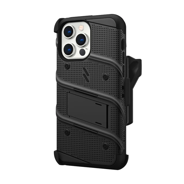 Чехол Zizo Bolt для iPhone 14 Pro Max со стеклом 9H Black (BOLT-IPH14PROMAX-BKBK)